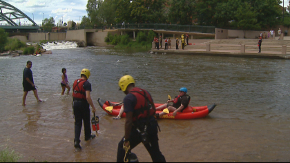 water safety 5pkg frame 1883 Crews Practice Water Rescue In Rushing Waters Of Clear Creek