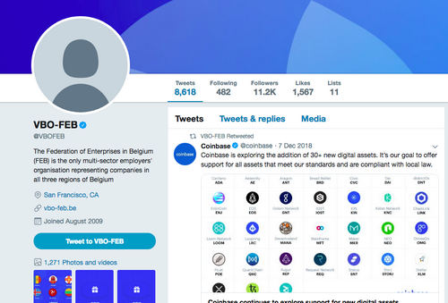 Hackers Turn Twitter, of Belgian Non-Profit, Into Fake Coinbase, Promo Account