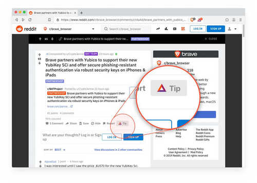 BAT tipping option on Reddit