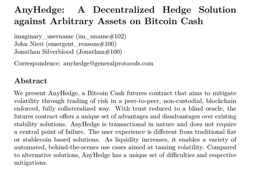 Anyhedge to Launch Blockchain-Enforced Synthetic Derivatives for Bitcoin Cash