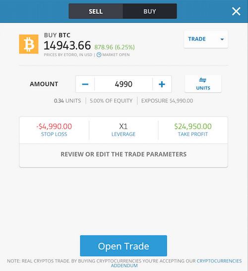 buying Bitcoin on eToro
