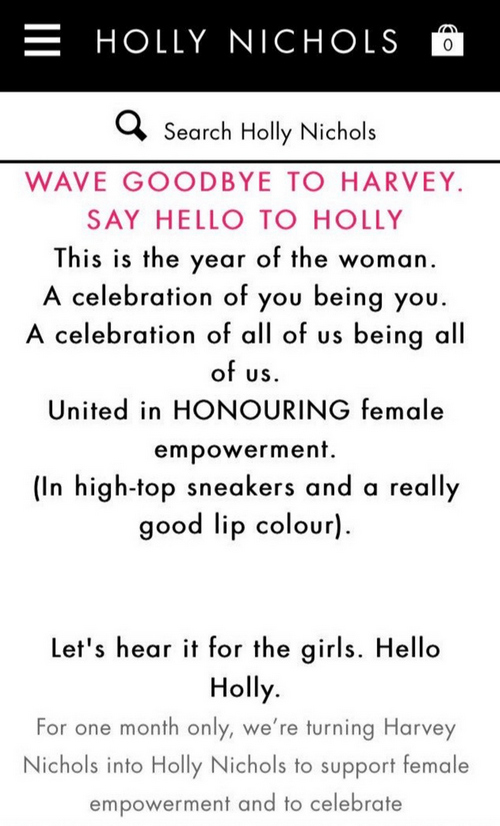 Harvey Nichols rebrand for ‘women’s empowerment’ campaign omits female co-founder’s name