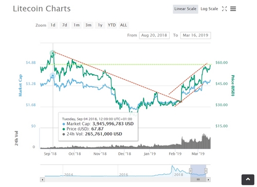 Litecoin (LTC) Success During 2019: Double its end of 2018 Price