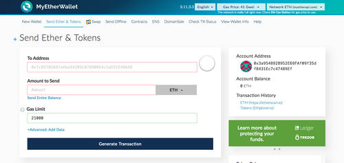 MyEtherWallet Transaction Page