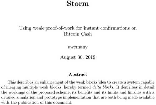 New Storm Concept Could Strengthen Bitcoin Cash Instant Transactions