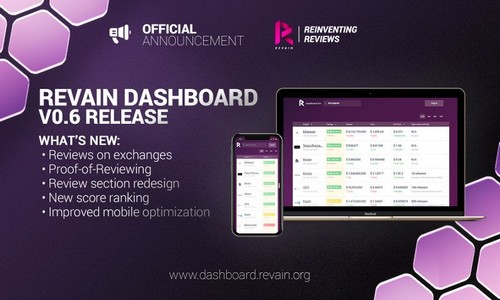 Revain Announces Dashboard’s Next Major Version 0.6 as the Platform Hits 1000 Reviews
