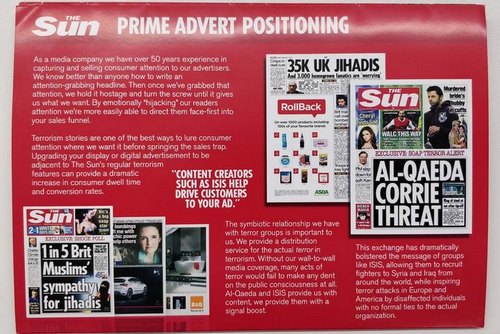 The Sun attacked in hoax rate card promising sensationalised terrorism coverage